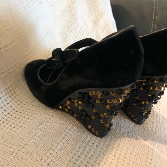 LOUIS VUITTON Bijou Wedge Sole Pumps Black Size: 38 - Picture 4 of 7